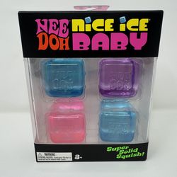 NeeDoh Nice Ice Baby 4 pack, Set of Four Nee Doh Mini Nice Cube Pink Blue Purple