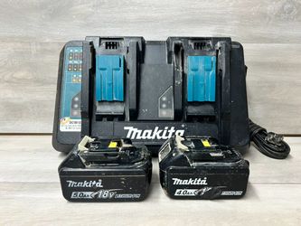 Makita DC18RD 18V Lithium-Ion Dual Port Rapid Optimum Charger + 2 Batteries (PO1023716)