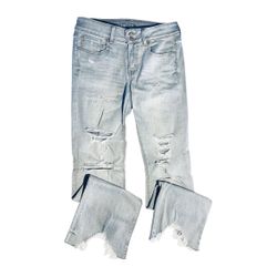 American Eagle AE Distressed Artist Flare Super Stretch Jean Women’s 8 Long NEW without tags
