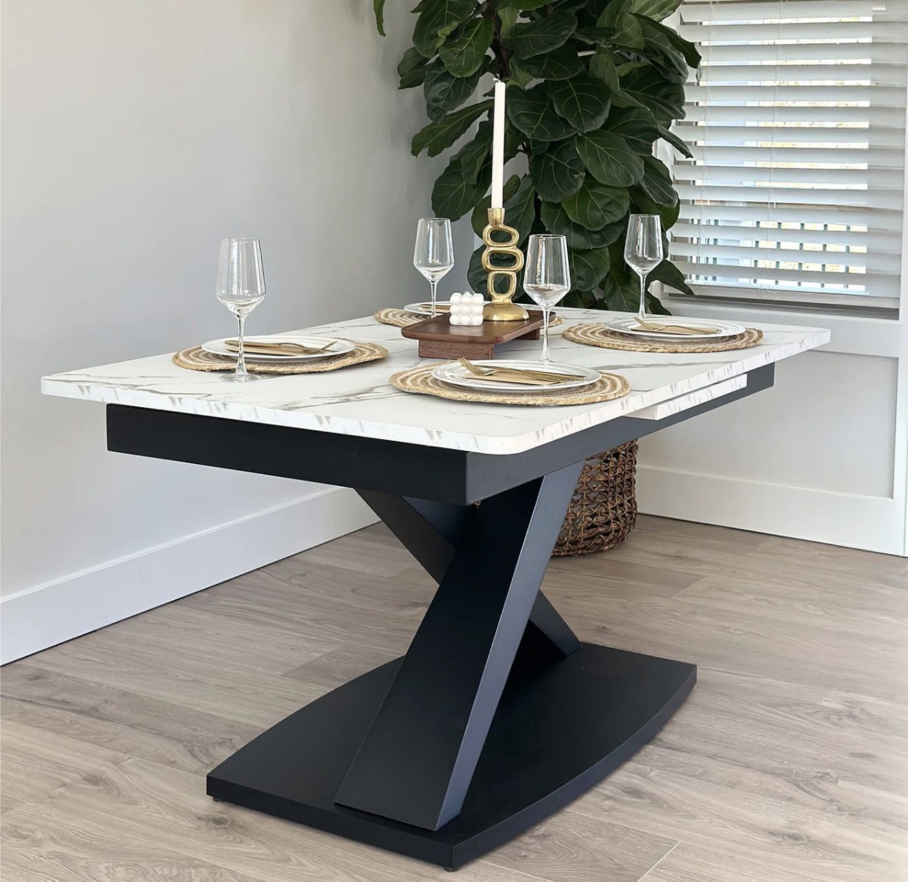 Modern  Marble White Dining Table Open Box