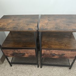 Set of Two Wooden Nightstands