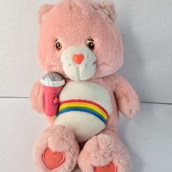 2004 Cheer Bear Care Bear Talking Plush Tells Jokes & More Tested Working 13"