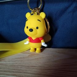 Cartoon Winnie The Pooh Character Pose Silicone Charm Keychain