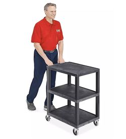 Luxor Rolling Utility Cart – Black, 2-Tier – Minor Cosmetic Flaws (See Photos)