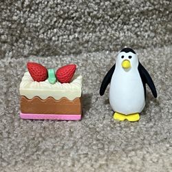 Eraser puzzle set of 2 Cake & Penguin complete 