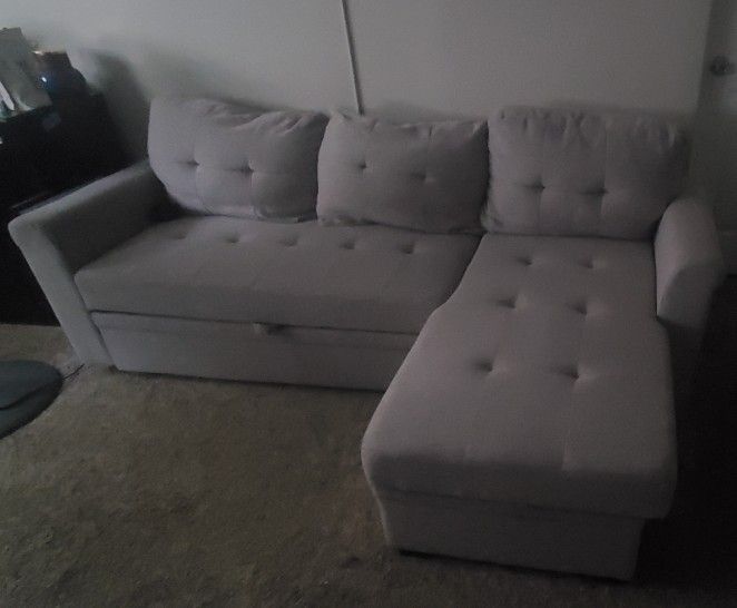 Light Grey Sleeper Sofa With Storage