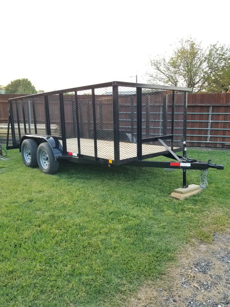 14'x76" Brakes, Gate, Bulldog Hitch, 8 Ply Tires and Expanded metal Sides 4' (Traila)