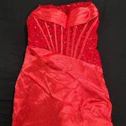 New With Tag Red Corset Top With Sequins Dress Size 0-Xs