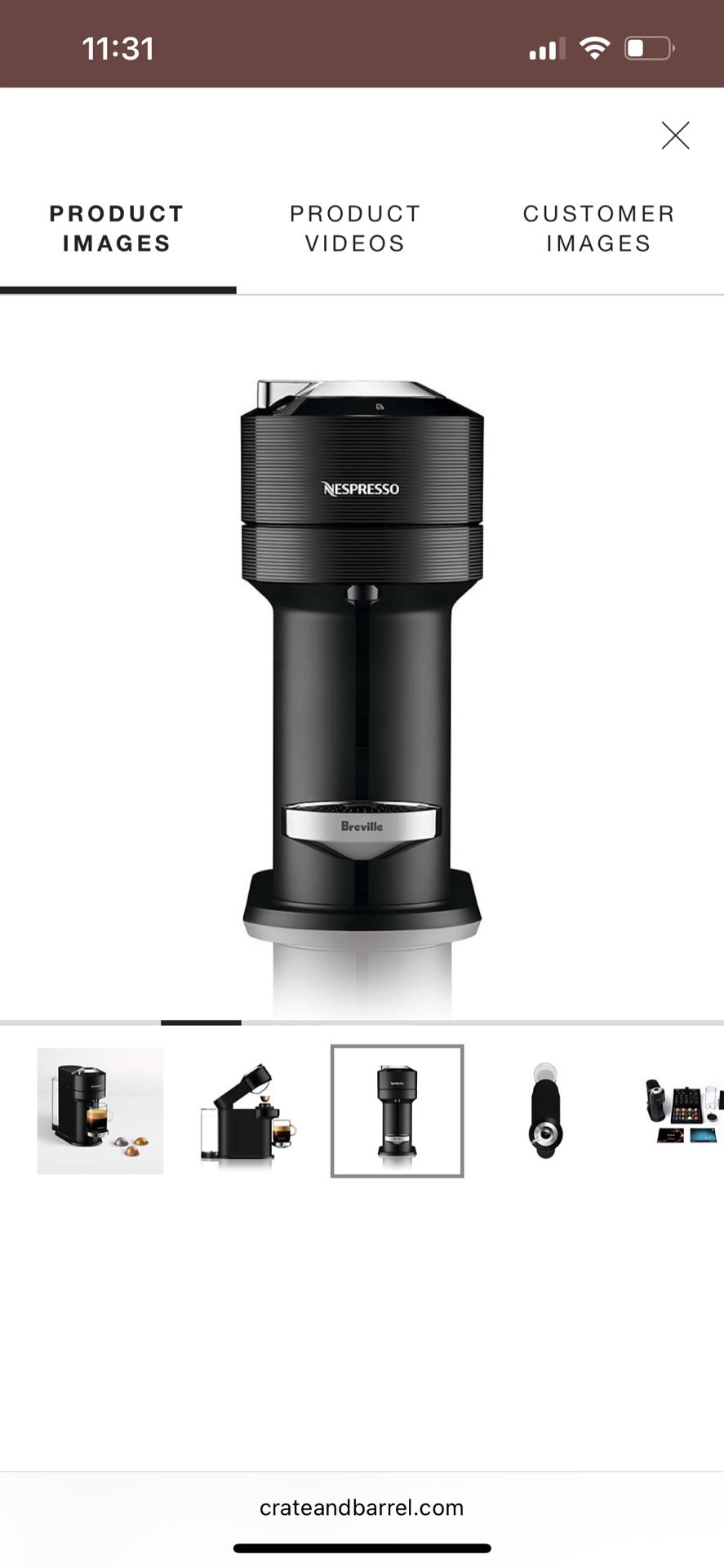 Nespresso by Breville Classic Black Vertuo Next Premium Coffee and Espresso Machine