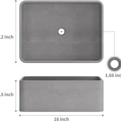 Concrete Rectangular Vessel Sink for Bathroom - 16"X12" $30 each or 2 for $50