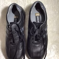 Skechers Men’s Black Leather Casual Comfort Oxford Dress Sneakers Size 9