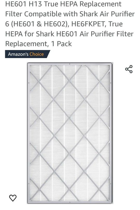 HE601 H13 True HEPA Replacement Filter Compatible with Shark Air Purifier