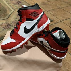 Jordan 1 Jordan 1 Mid TD "Black/Gym Red" Men Football Cleat (Sizes Available: 9.5, 10, 10.5, 11, 11.5, 12)