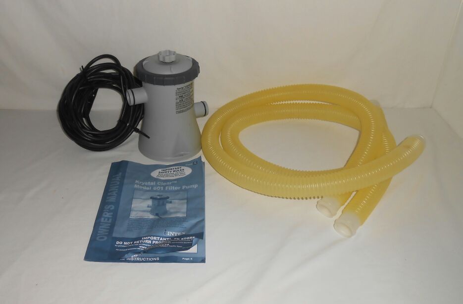 Intex Krystal Clear Filter Pump Model 601 for Above Ground Pools, 330 GPH Pump Flow Rate, 110-120V with GFCI. Maximum pool size of 1,018 gallons