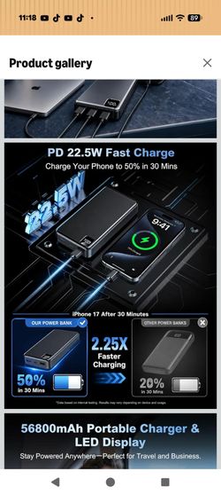 56800mAh Portable Charger Power Bank