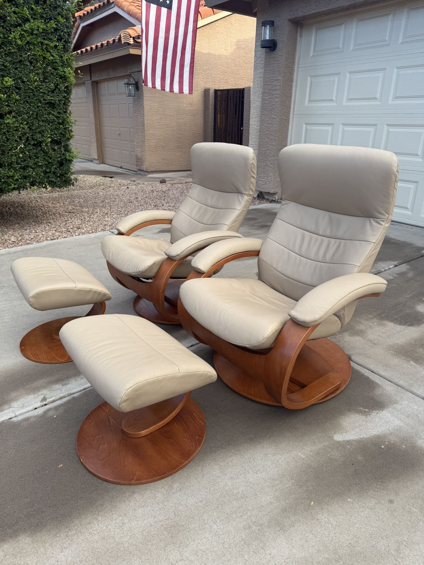 (2) Trandal Recliners And Ottomans by Fjords