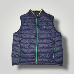 Polo Ralph RL Lauren Packable Full Zip Down Puffer Vest Men's 1XB Blue Pockets
