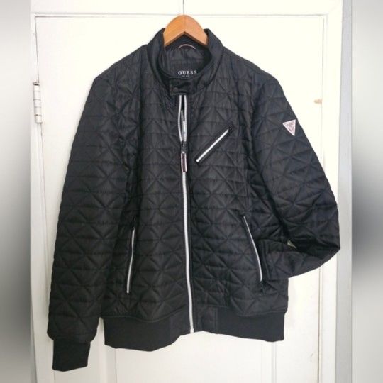 Men's Guess Jacket Quilted Black XL New