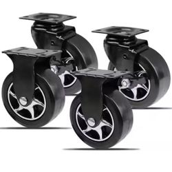 Everbilt 5 in. Black Tool Chest Caster Set 2 Rigid and 2 Swivel with Brake with 1300 lbs. Load Rating (4-Pack