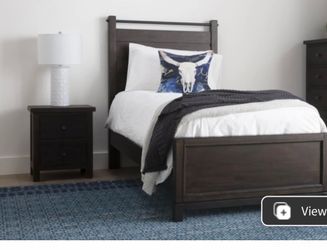 Living Spaces ESPRESSO TWIN PANEL BED WITH STORAGE/Dresser/Mattress
