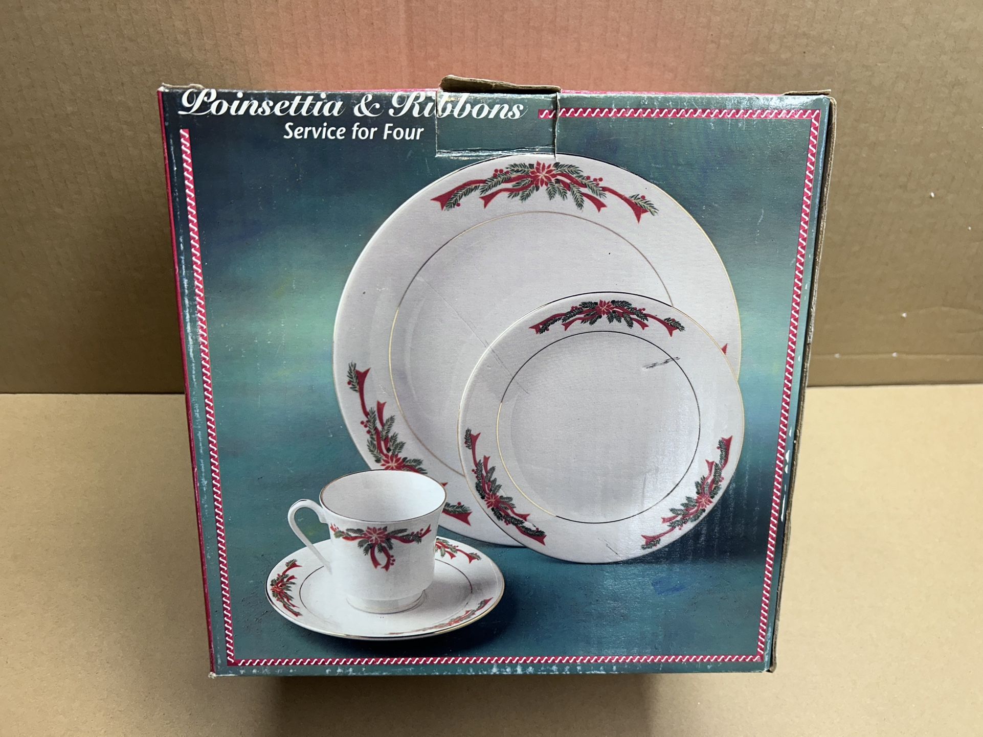 Poinsettia and Ribbons Dinnerware 