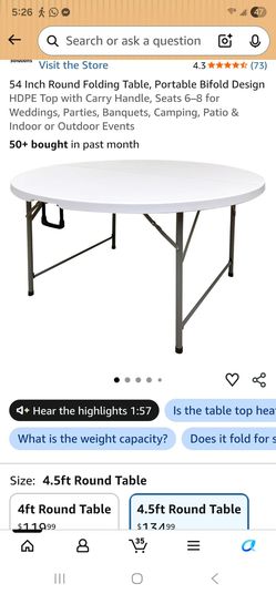 54" Round Folding table