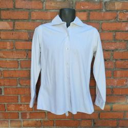 Preowned Paul Stuart Striped Button Up Dress Shirt Small Light Gray W/ Stripes