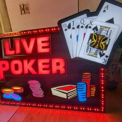 Large Flashing LED Live Poker Sign