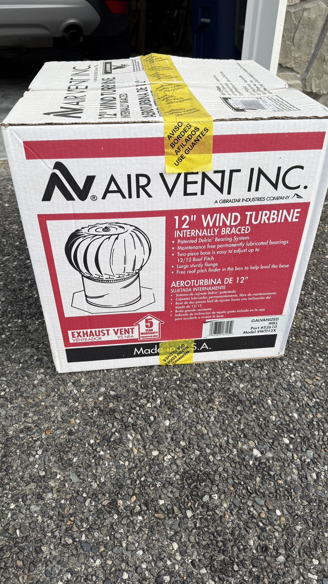 12" Wind Turbine Exhaust Fan