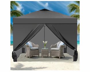Dark Gray Pop-Up Canopy Tent with Side Walls