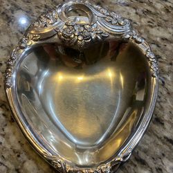  Vintage Raimond Japan Silver Plated Heart Shaped Candy Tray Or Jewelry Dish EUC 
