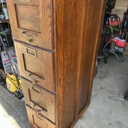 vintage oak file cabinet