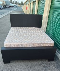 QUEEN BED FRAME WITH BOX SPRING AND MATTRESS