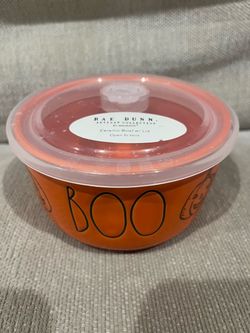 Rae Dunn BOO Halloween Ceramic Bowl with Lid
