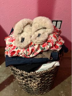 Basket of women’s plus clothes