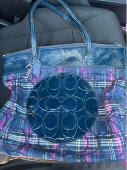 Vintage purple and blue coach purse