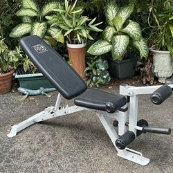 MARCY  PRO  TRAINING  SYSTEMS  ADJUSTABLE  BENCH  :  Inclines / Declines / Goes Flat With Leg  Curl Attachment 