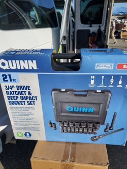 QUINN 3/4 in. Drive SAE Ratchet and Deep Impact Socket Set, 21-Piece