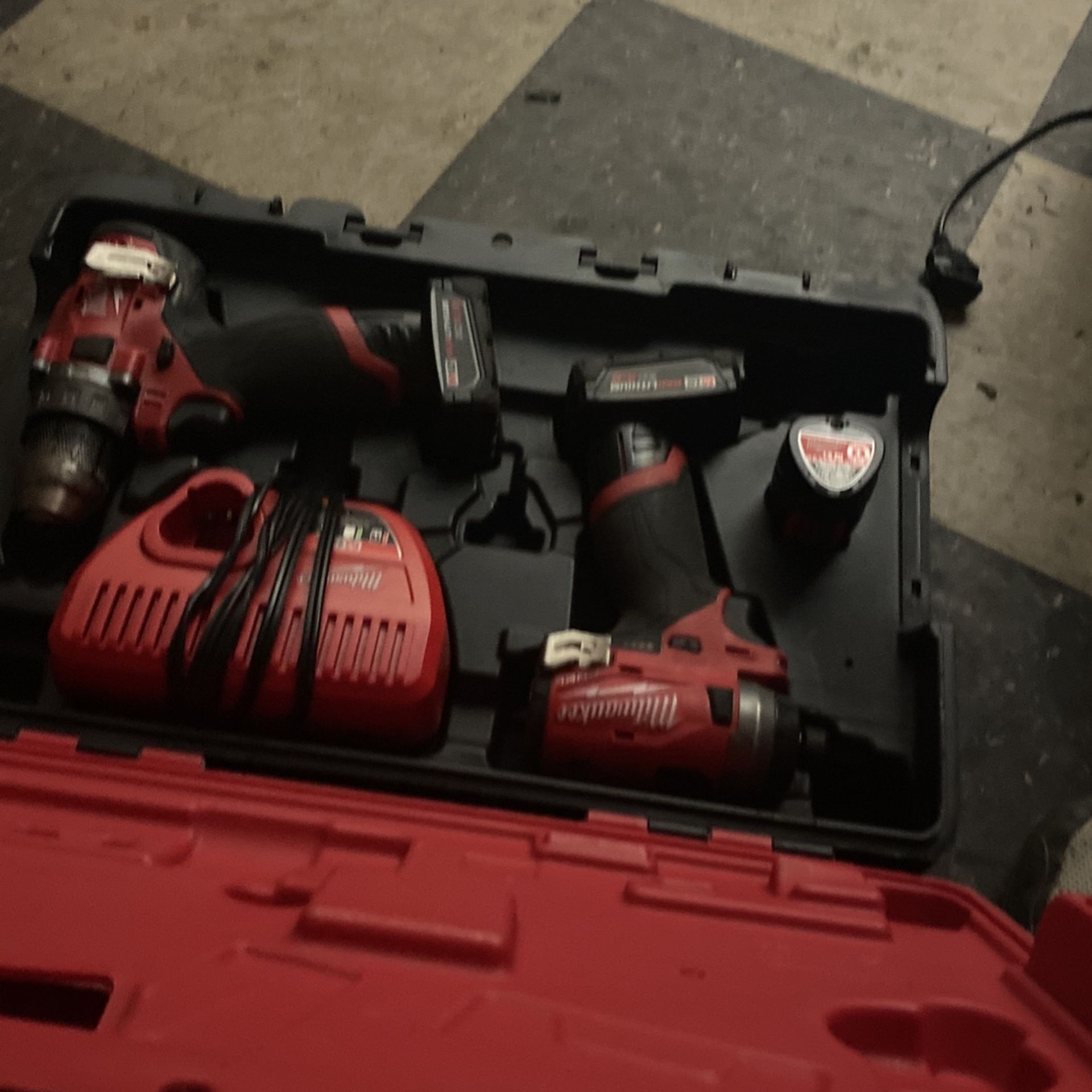 Milwaukee M12 Fuel Combo Set 1/4 (6 Mini Hex) Impact Driver And  Hammer Drill /Driver  Comes With Extra Batteries
