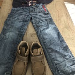 boys outfit. burberry, armani, ecco