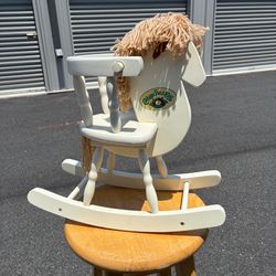 Vintage Cabbage Patch Kids Wooden Rocking Horse Doll Chair Accessory