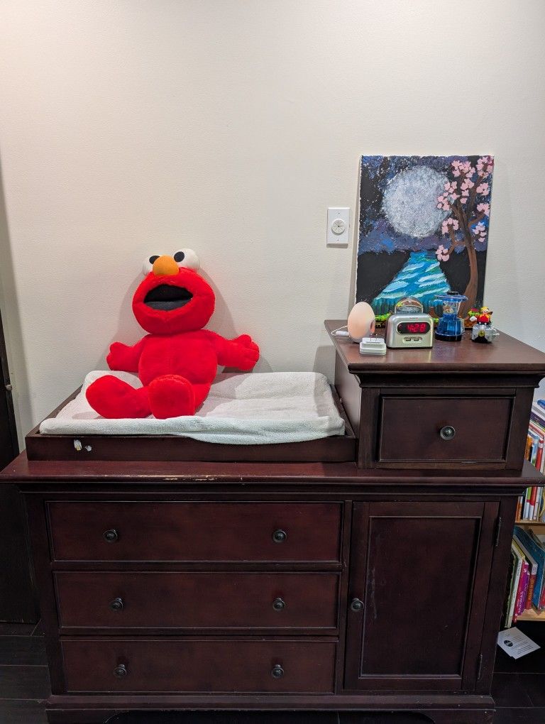 Mahogany Wooden Dresser With Changing Table