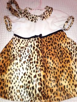 Girls Leopard Print Dress with Headband Babies 6 to 10 months