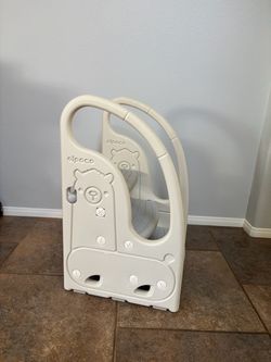 Toddler 3 Step Stool Onasti Kids Standing Tower for Toddler with Non-Slip Pads-Grey White