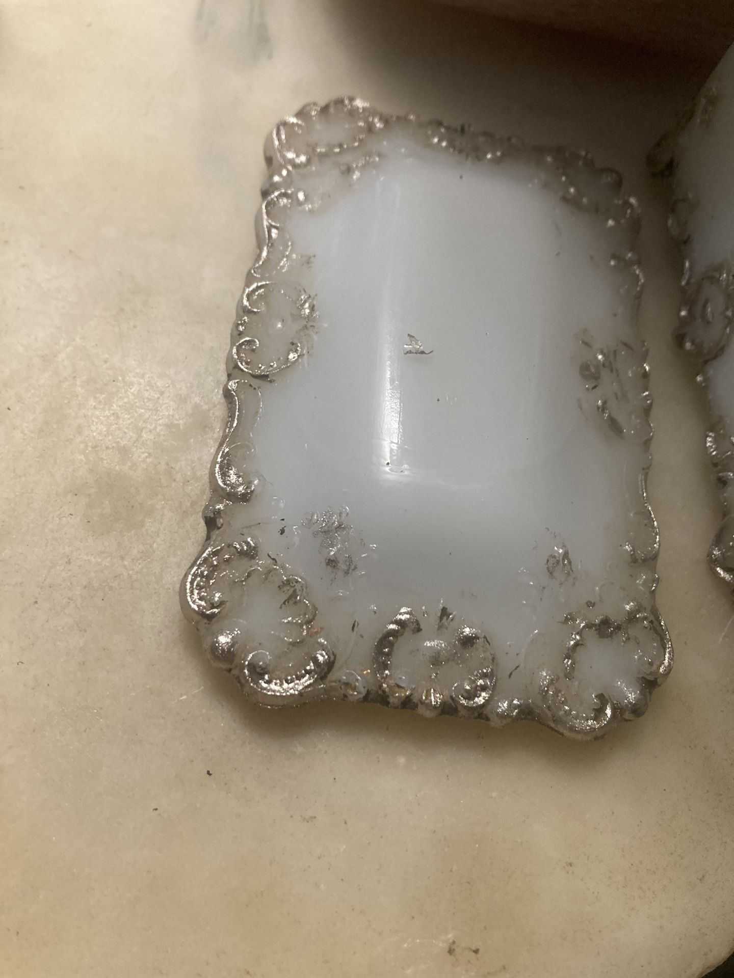 Vintage Victorian Trinket Box Milk Gass