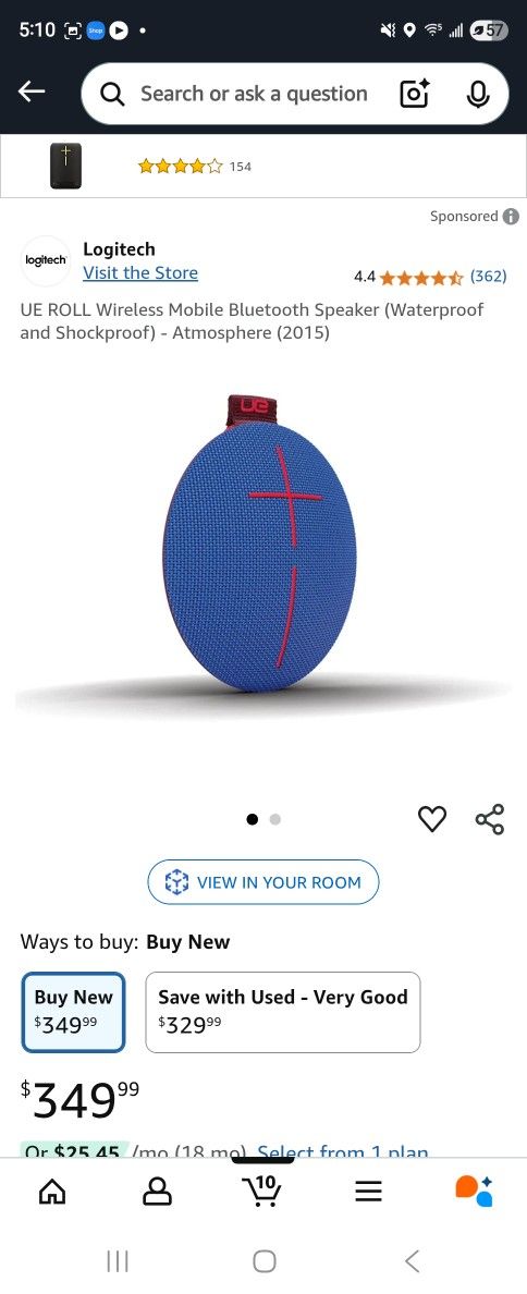 UE ROLL Wireless Mobile Bluetooth Speaker (Waterproof and Shockproof)