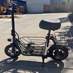Electric Scooter with Seat and Baskets