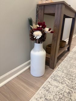 White Ceramic Vase with Dried Floral Arrangement
