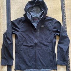 OUTDOOR RESEARCH FORAY II GORETEX FULL ZIP BLACK RAIN JACKET  M MEDIUM 