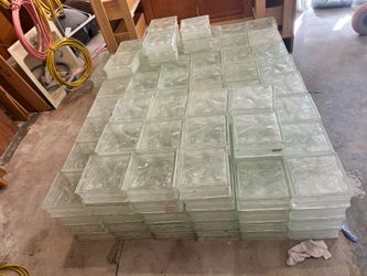 Glass Block, 8" × 8" × 3" Wave Pattern, About 215 Blocks